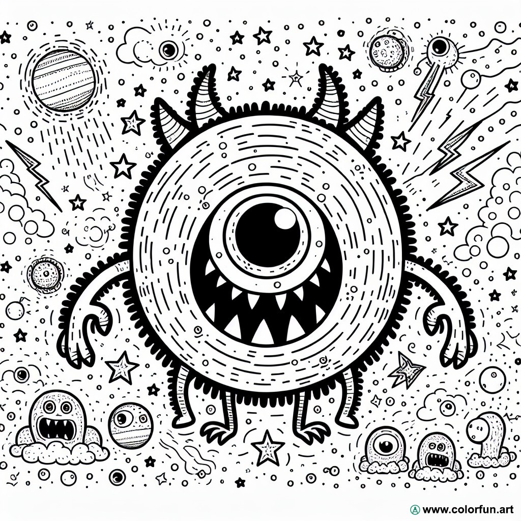 dibujo para colorear monstruo y compañía