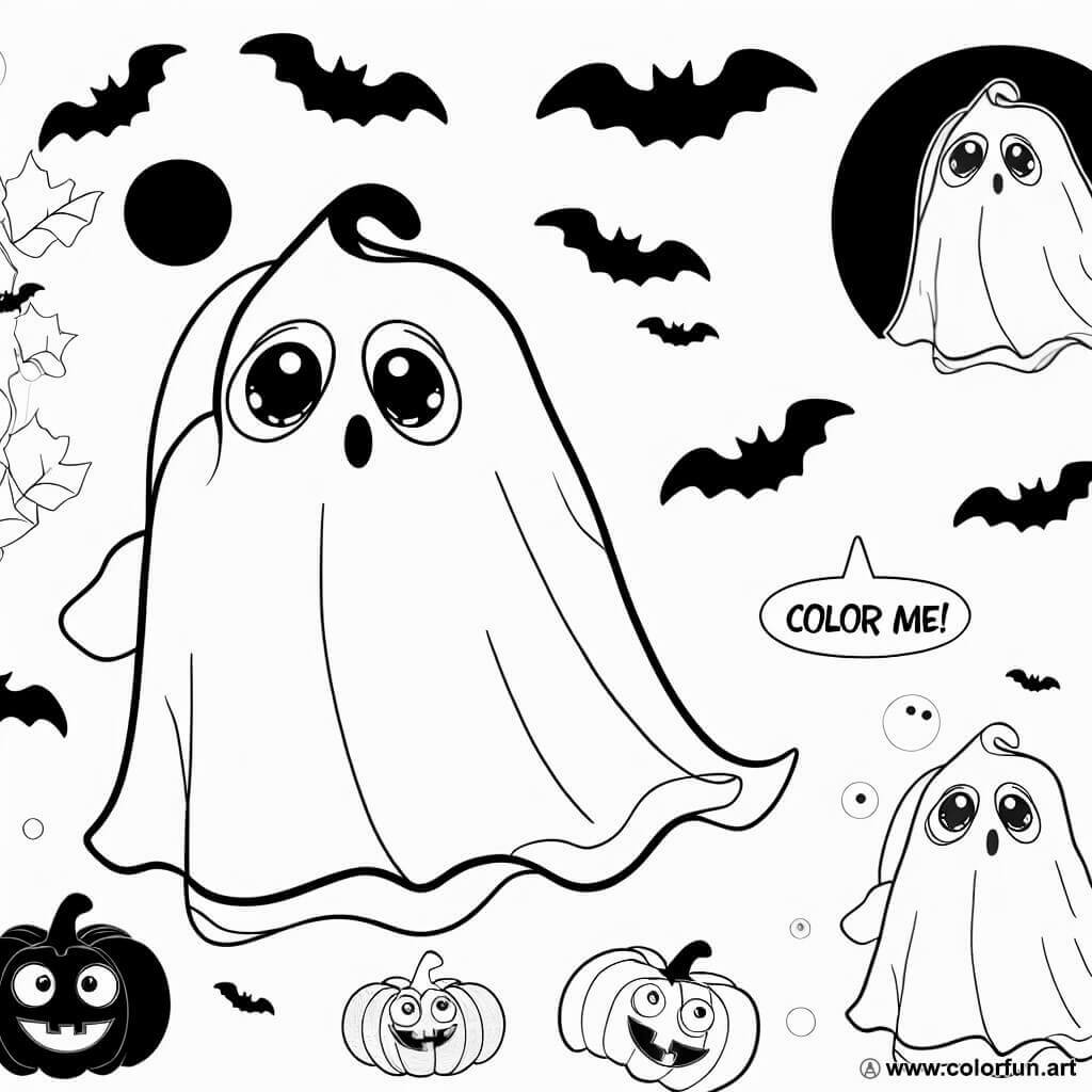 dibujo para colorear fantasma halloween