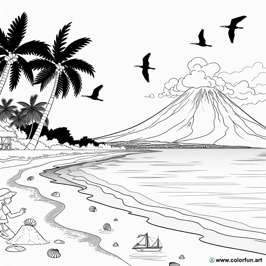dibujo para colorear isla de la Reunión