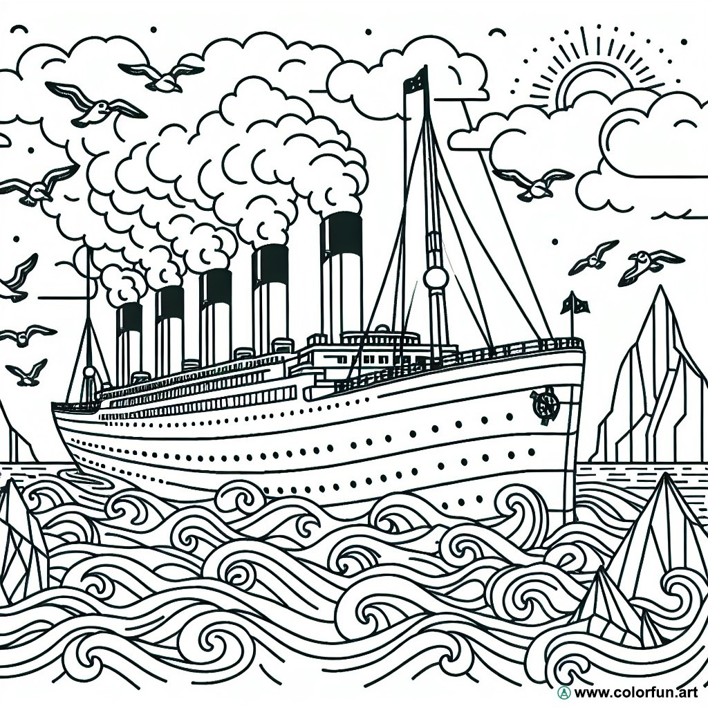 dibujo para colorear titanic barco