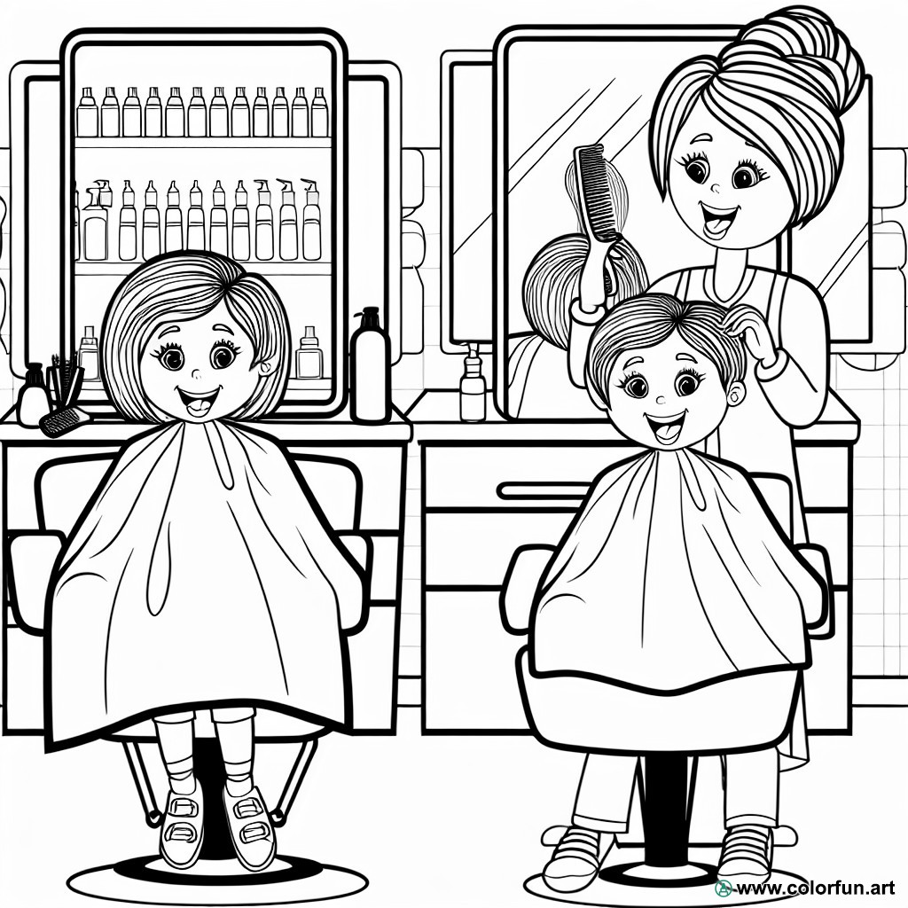 dibujo para colorear peluquería salón de belleza
