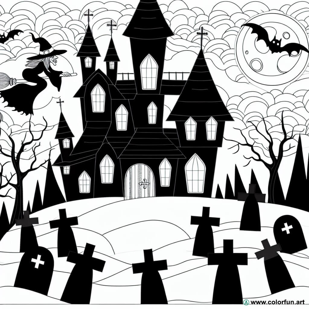 dibujo para colorear de Halloween espeluznante