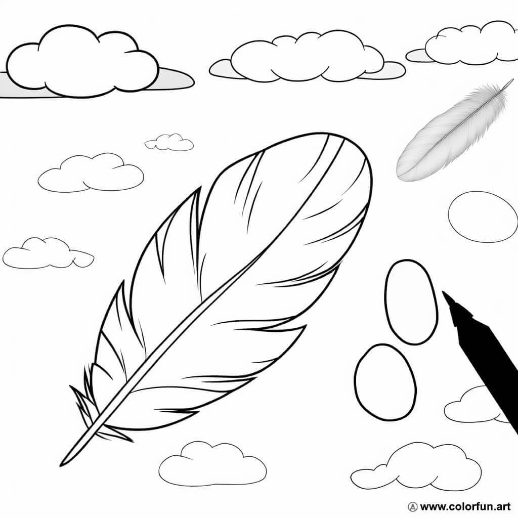 dibujo para colorear plumas naturales