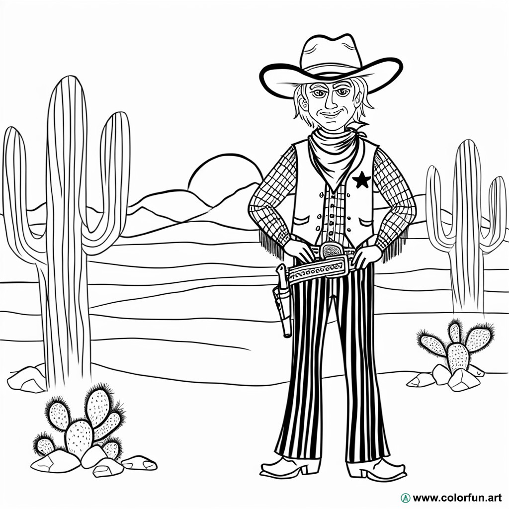 dibujo para colorear vaquero del lejano oeste