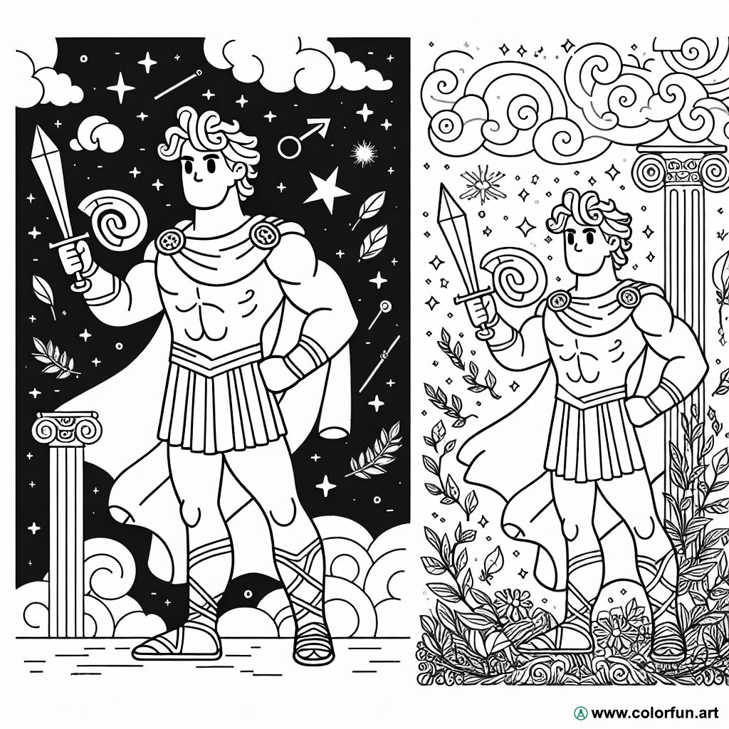 dibujo para colorear mitología griega héroes