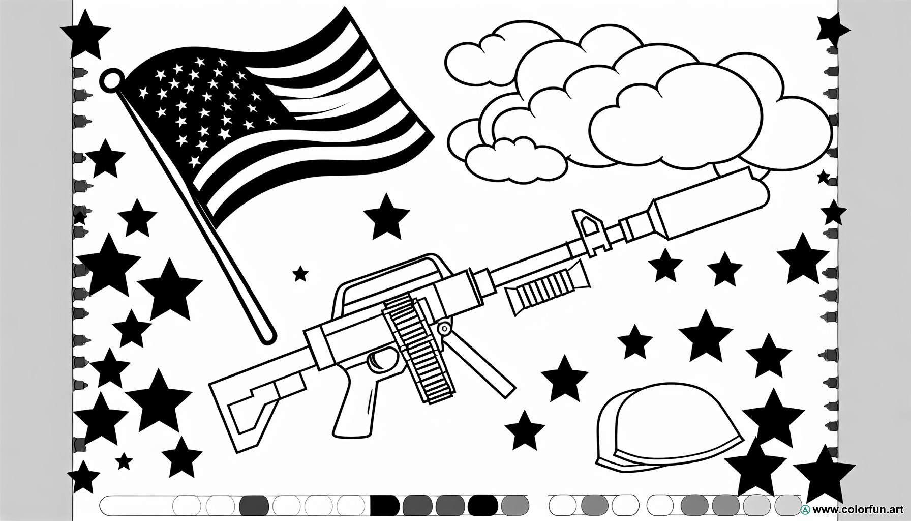 dibujo para colorear pistola ejército