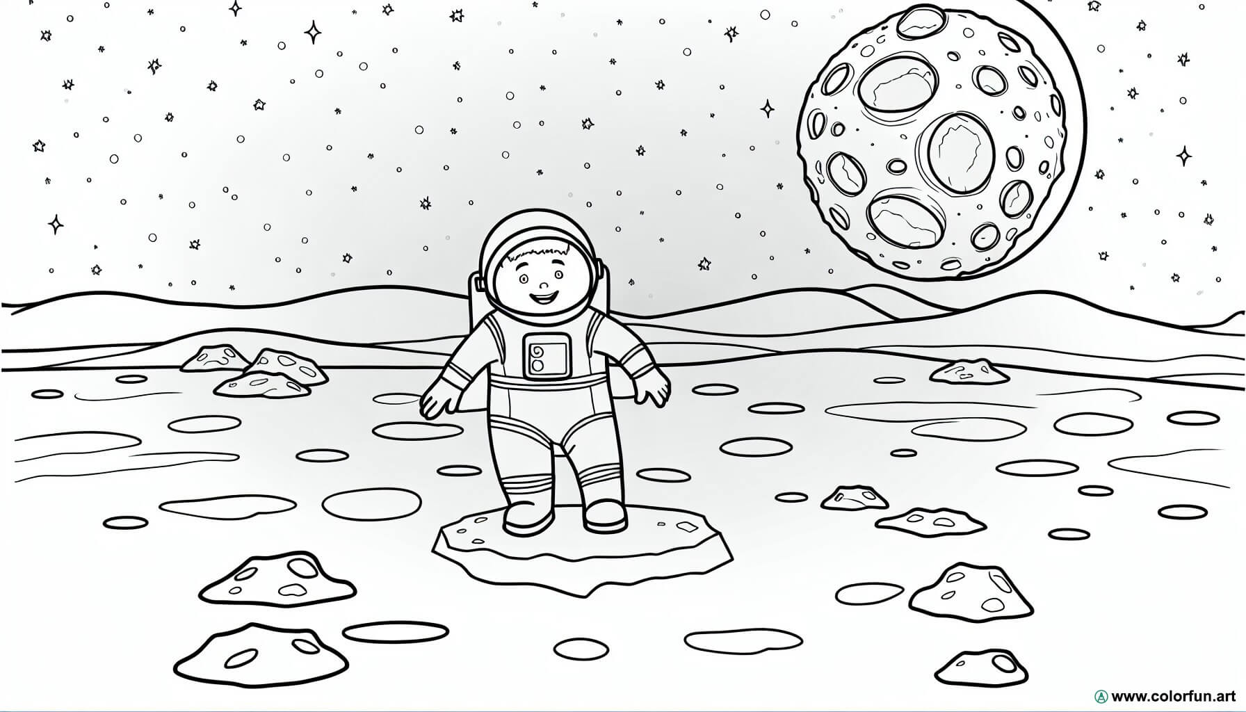 dibujo para colorear astronauta luna