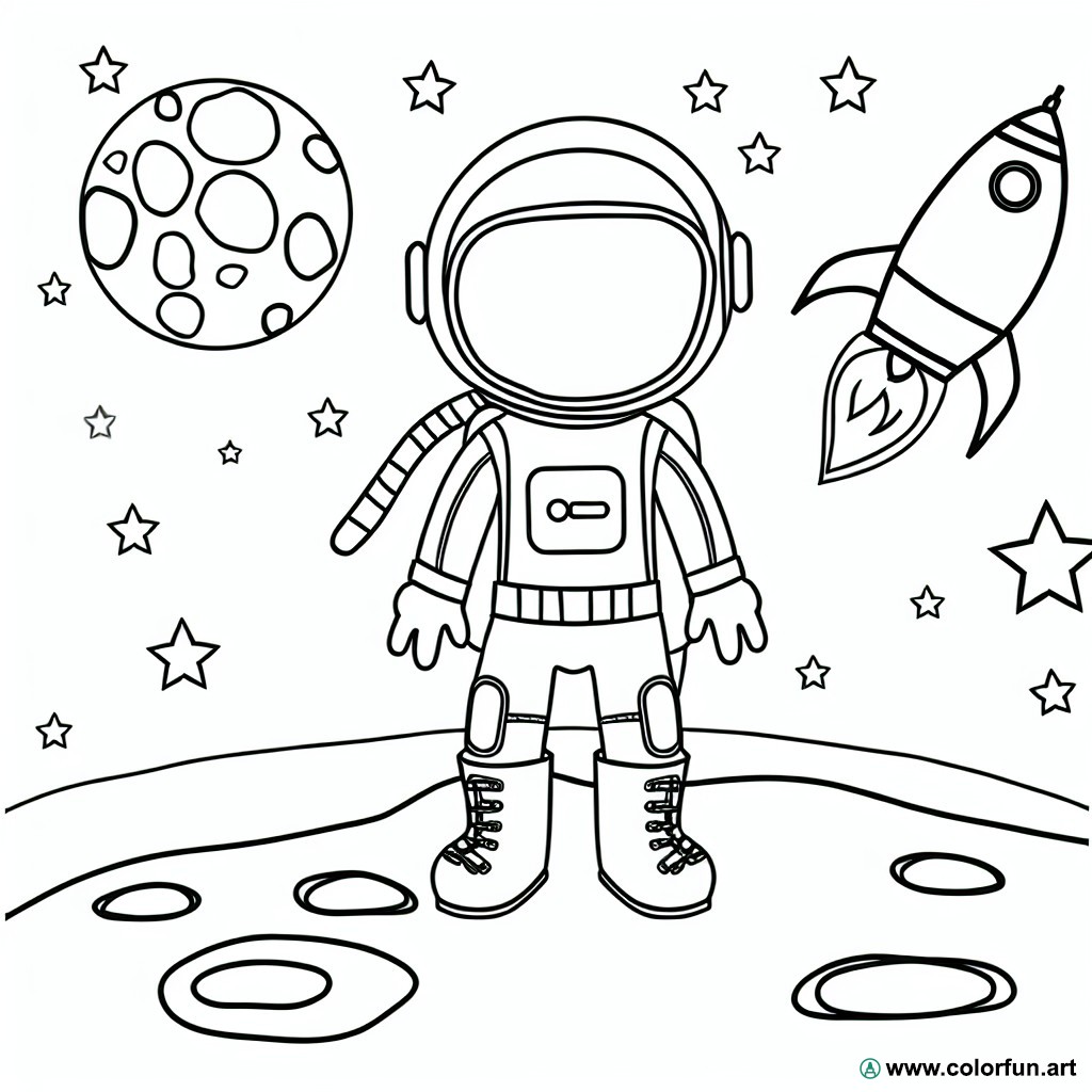 dibujo para colorear astronauta planeta