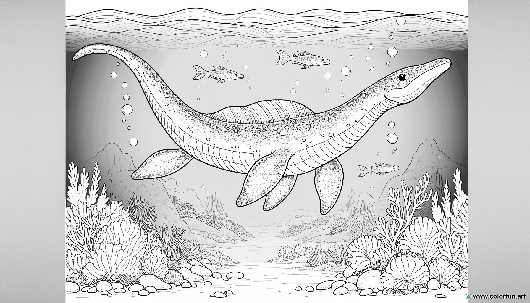 dibujo para colorear de mosasaurio acuático