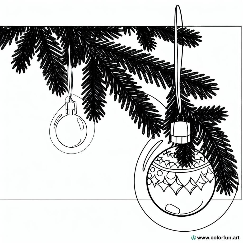 dibujo para colorear bola de Navidad árbol