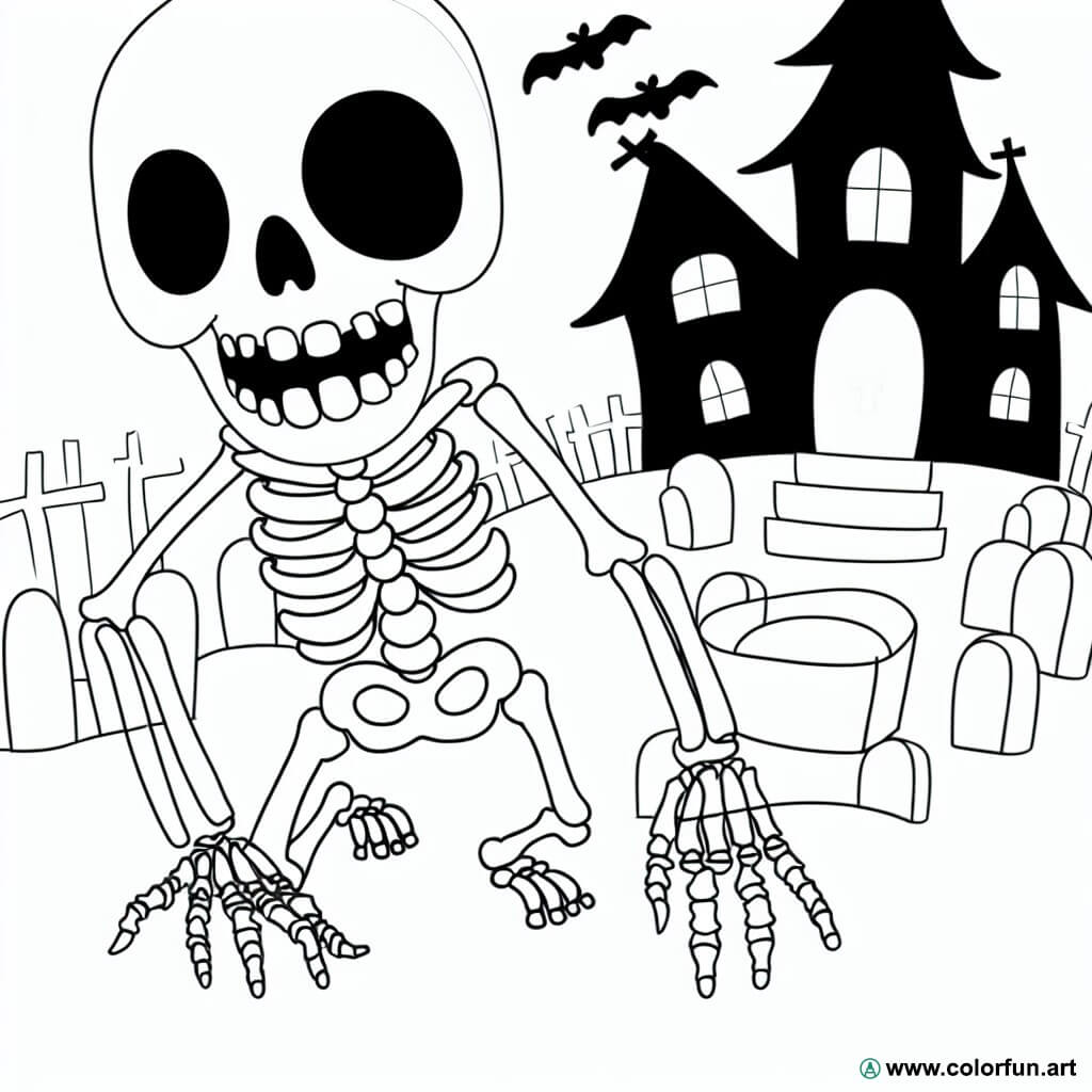 dibujo para colorear esqueleto aterrador