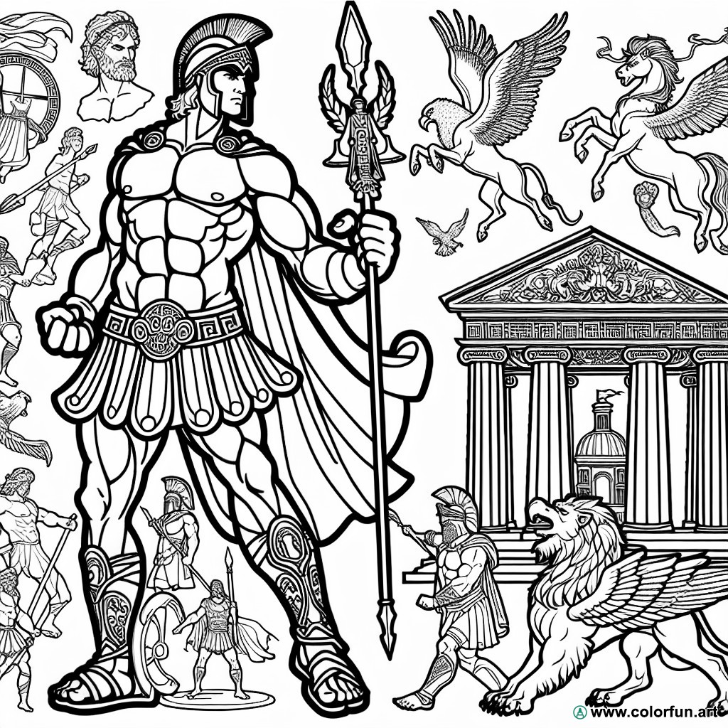 dibujo para colorear héroes mitología griega