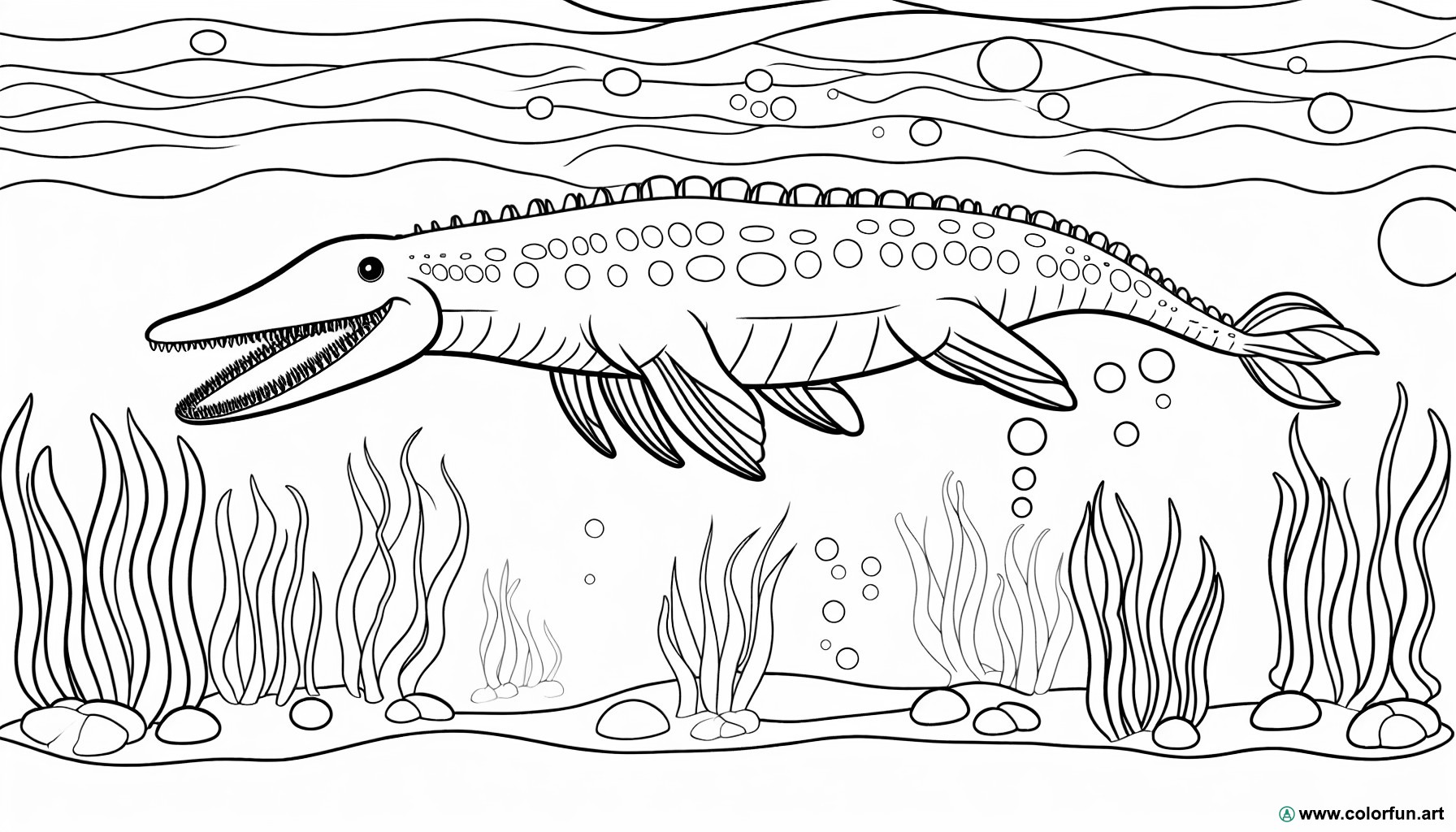 dibujo para colorear de mosasaurio marino