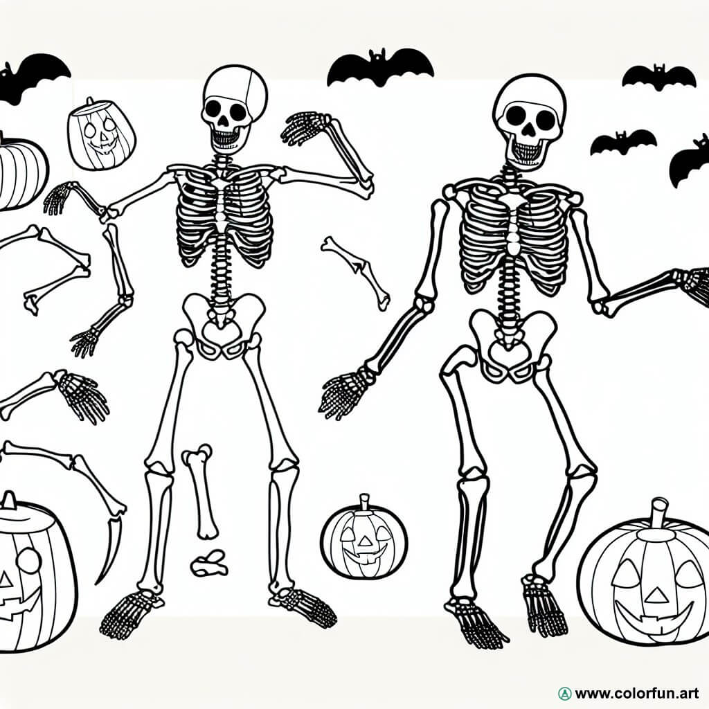 dibujo para colorear esqueleto halloween