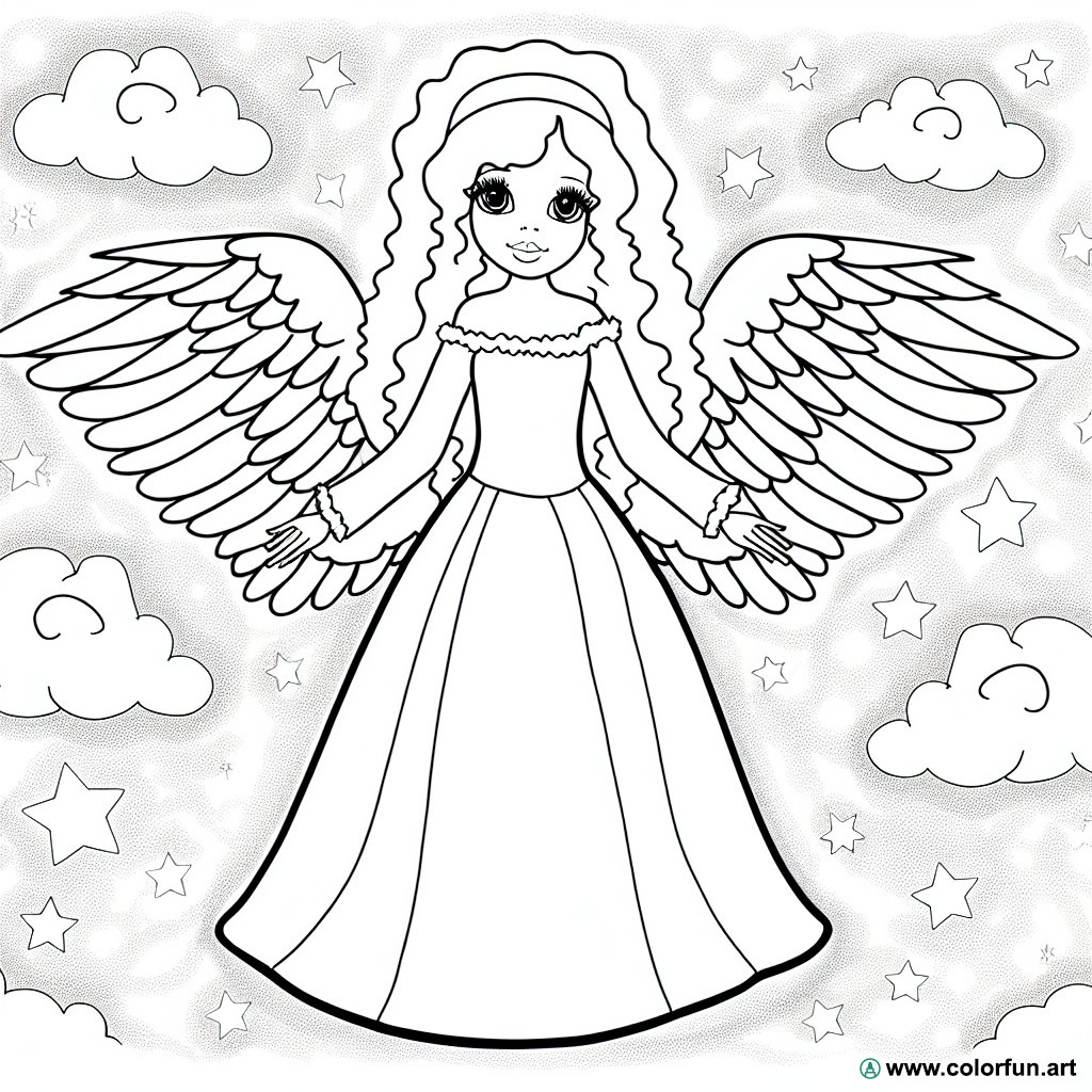 dibujo para colorear ángel femenino