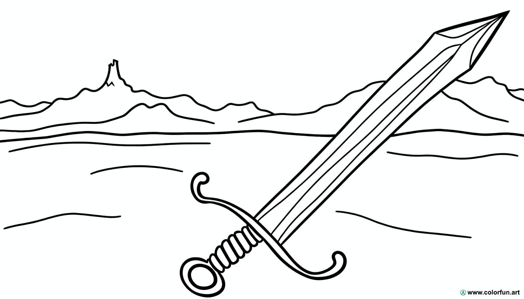 dibujo para colorear espada medieval