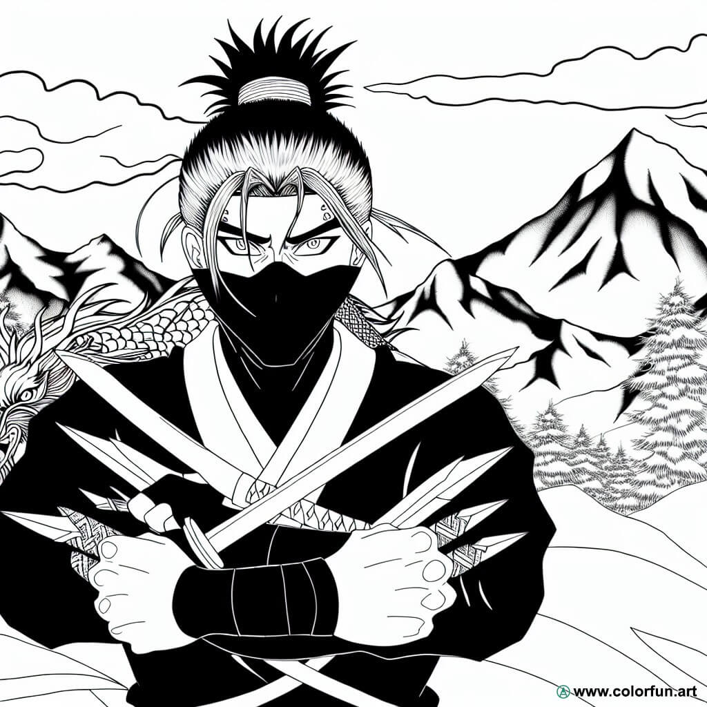 dibujo para colorear ninja manga