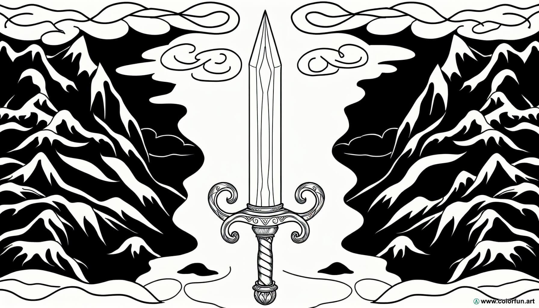 dibujo para colorear espada fantástica