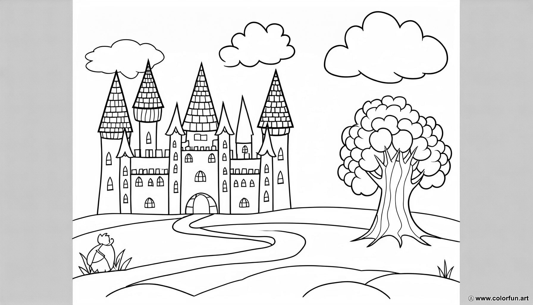 dibujo para colorear castillo encantado
