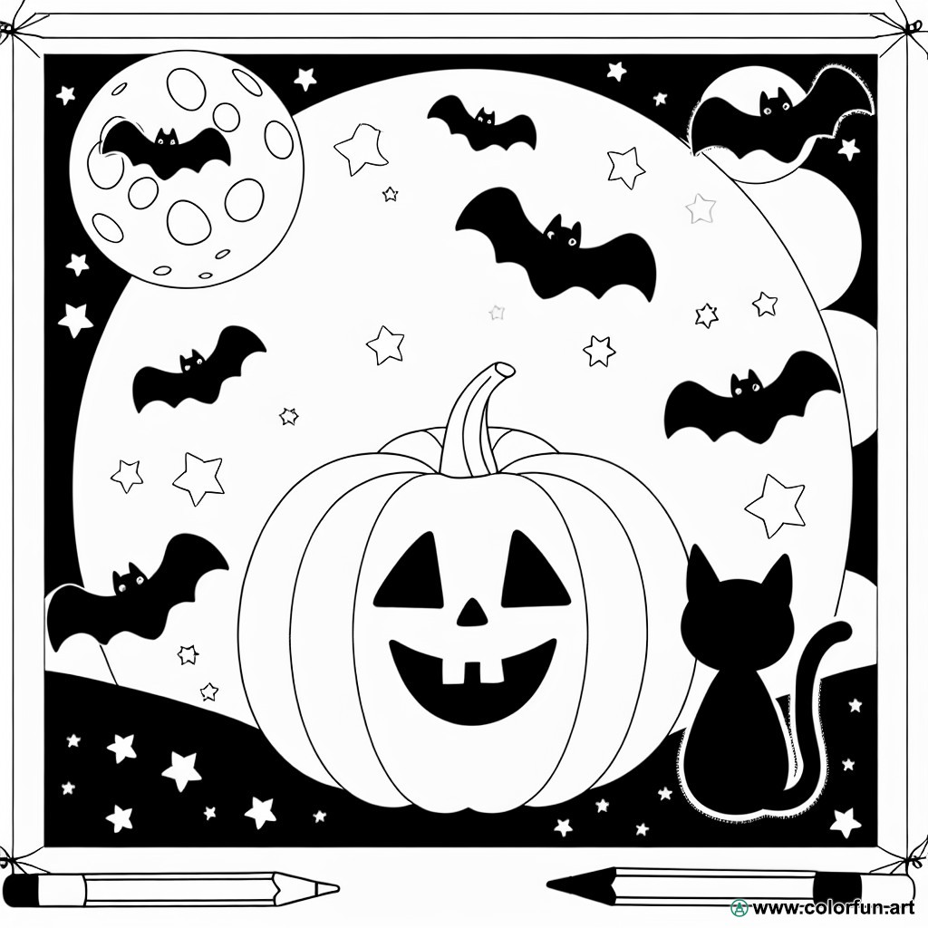 dibujo para colorear de Halloween para adultos fácil