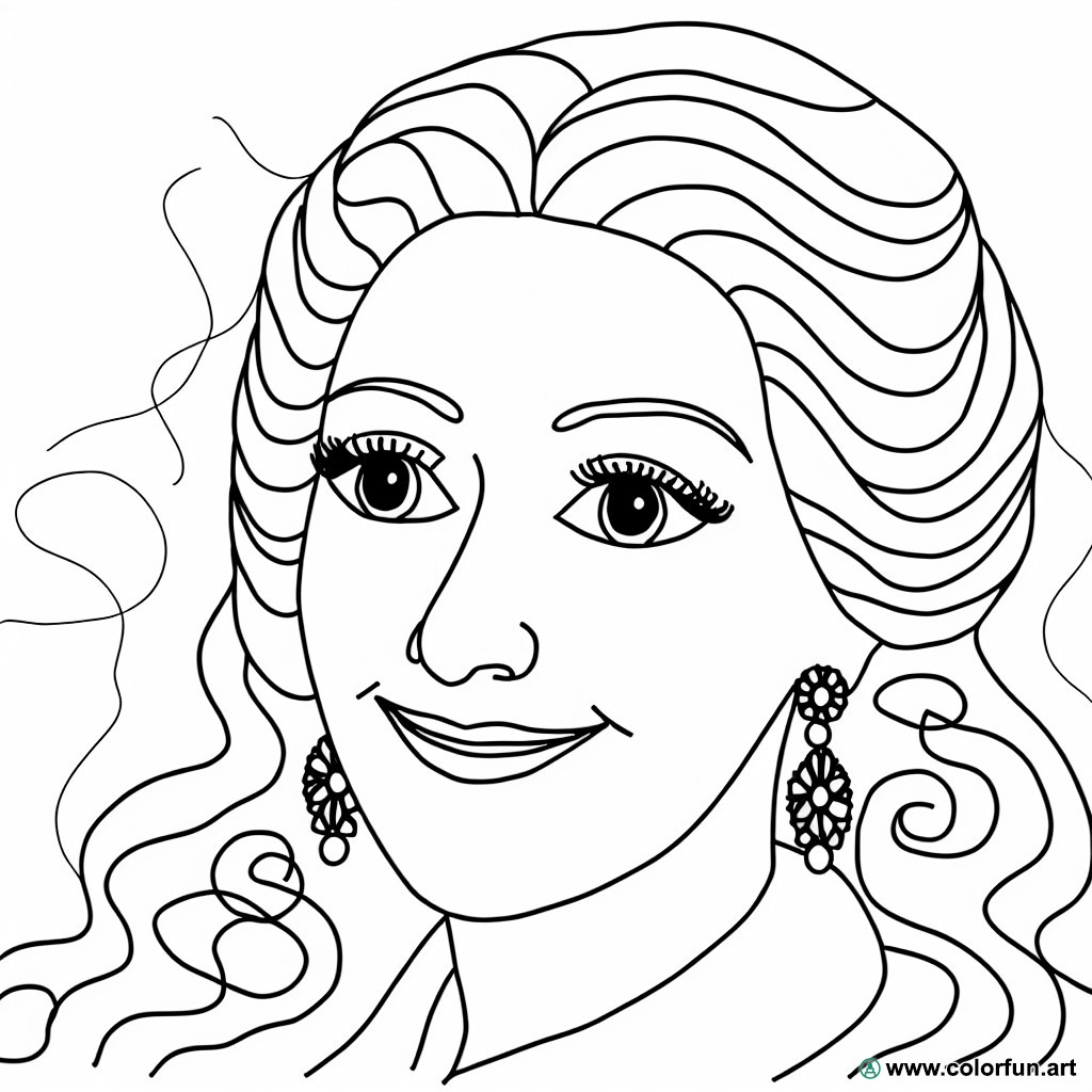 dibujo para colorear rostro mujer famosa