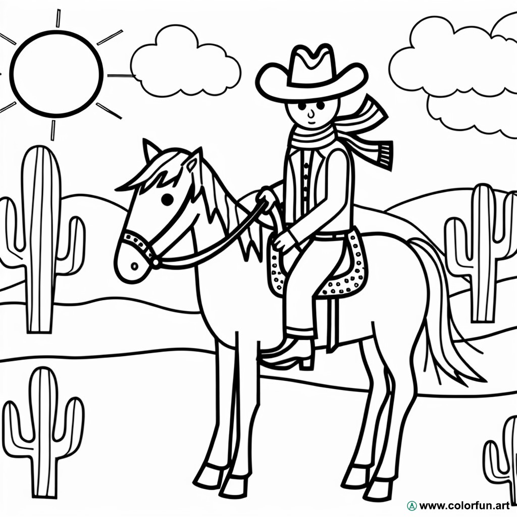 dibujo para colorear vaquero caballo