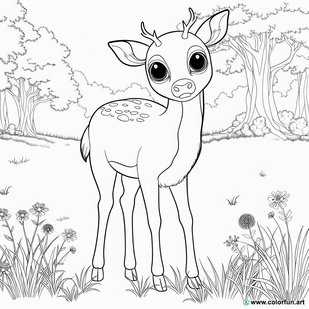 dibujo para colorear bambi naturaleza