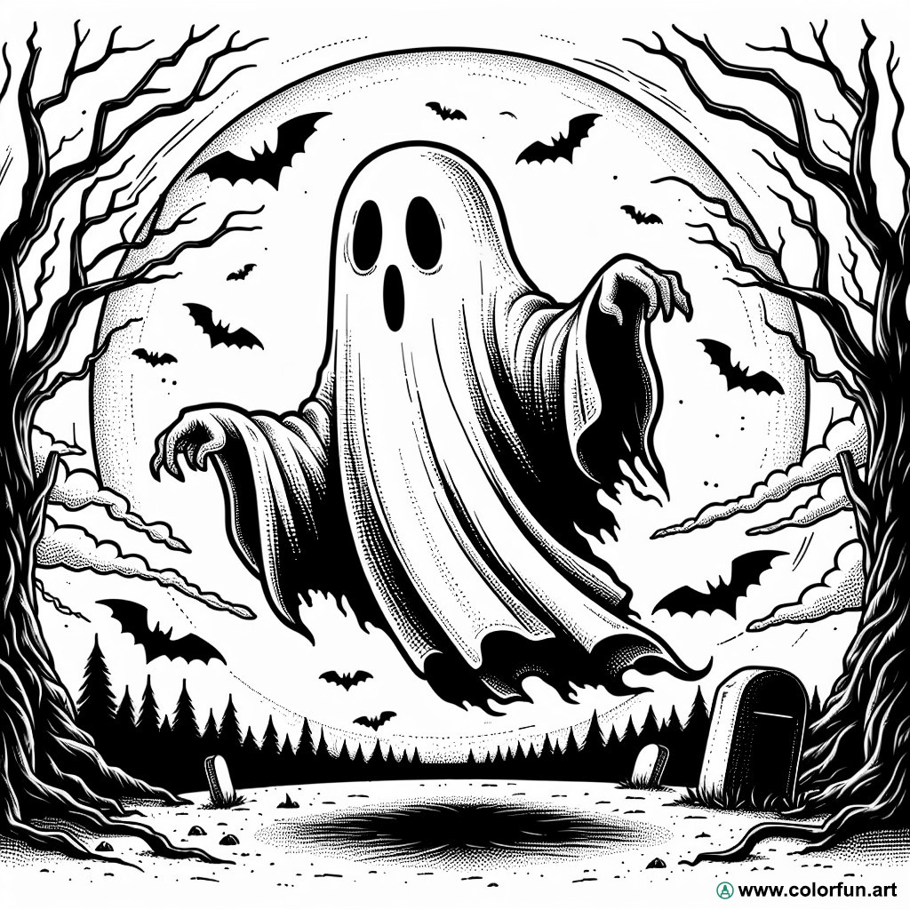 dibujo para colorear halloween fantasma aterrador miedo