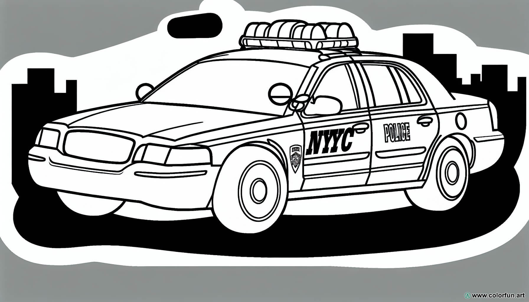 dibujo para colorear coche de policía en Nueva York