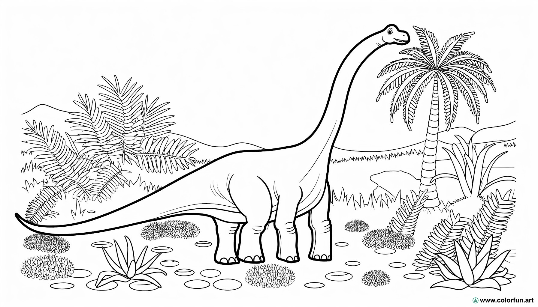 dibujo para colorear diplodocus dinosaurio