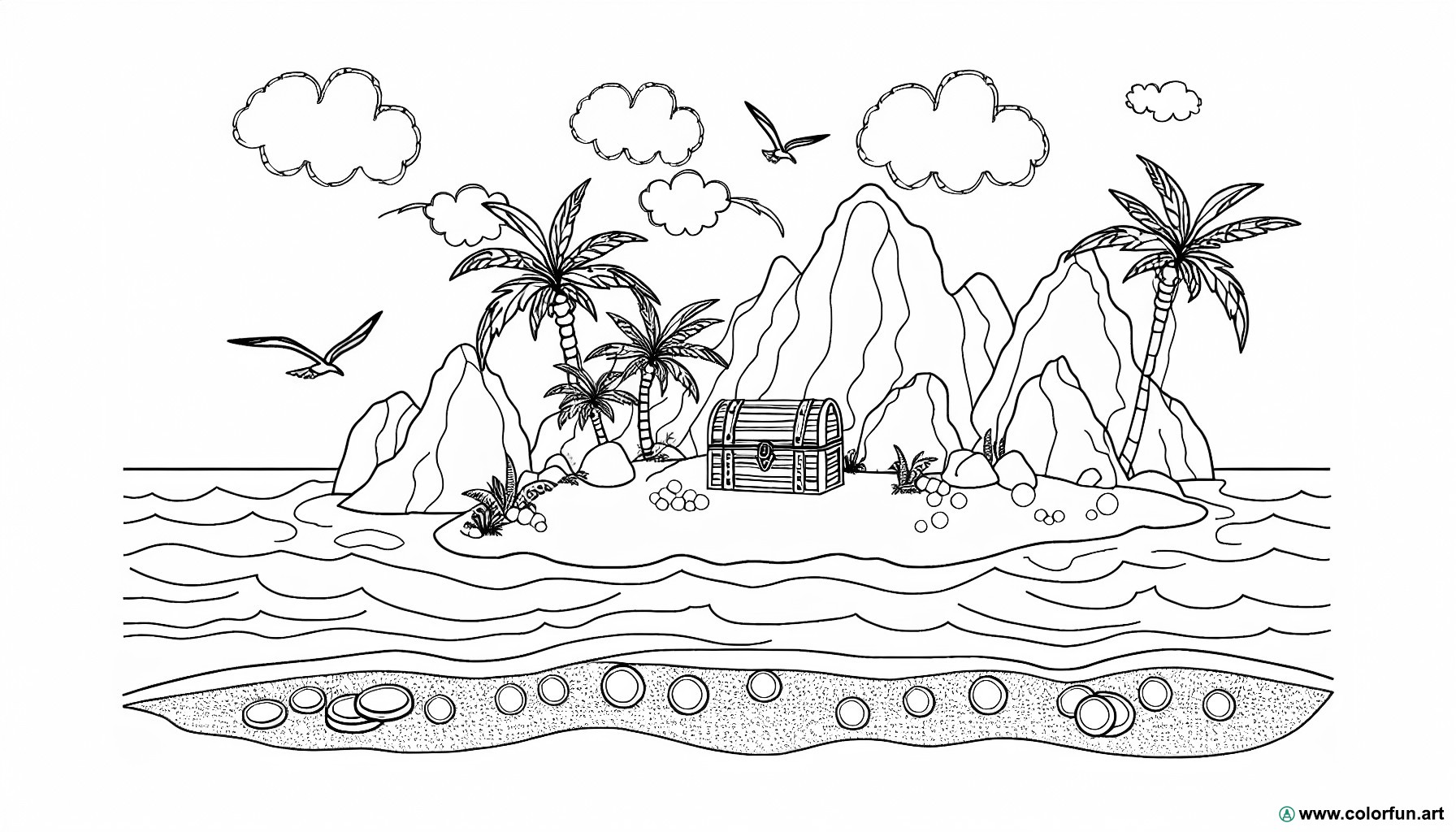 dibujo para colorear isla del tesoro