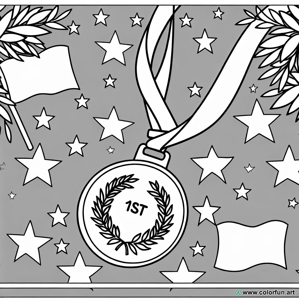 dibujo para colorear medalla olímpica