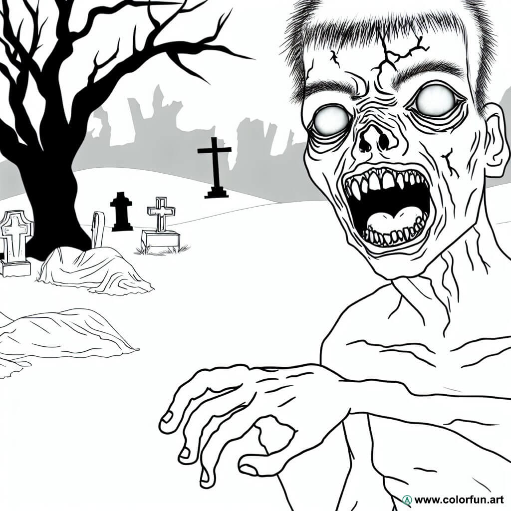 dibujo para colorear zombie horror