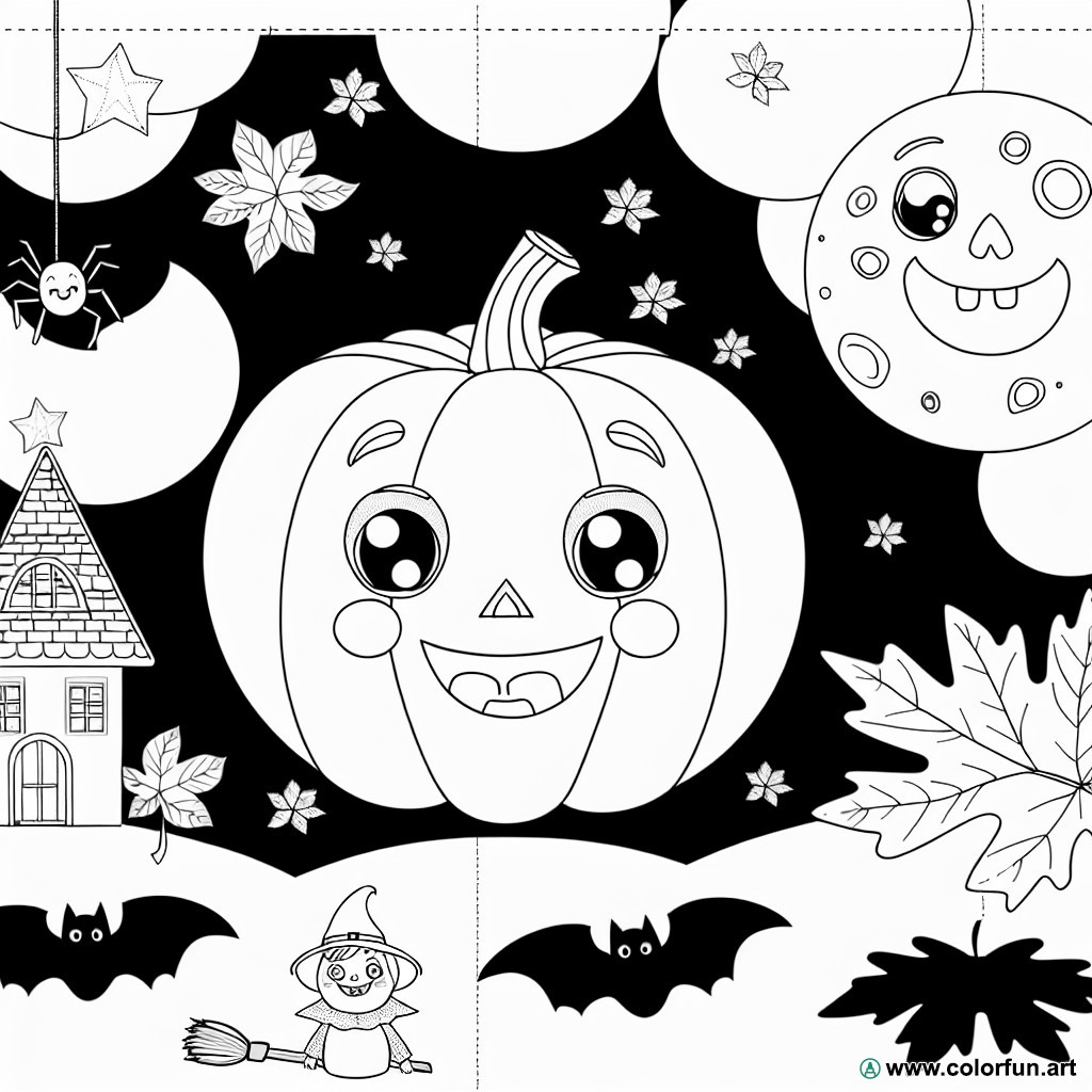 dibujo para colorear de Halloween para niños pequeños