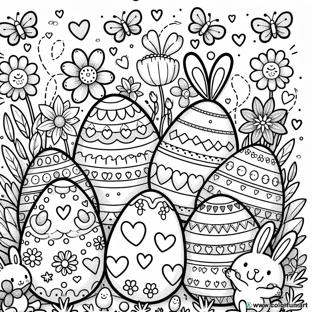 dibujo para colorear huevos de Pascua lindos