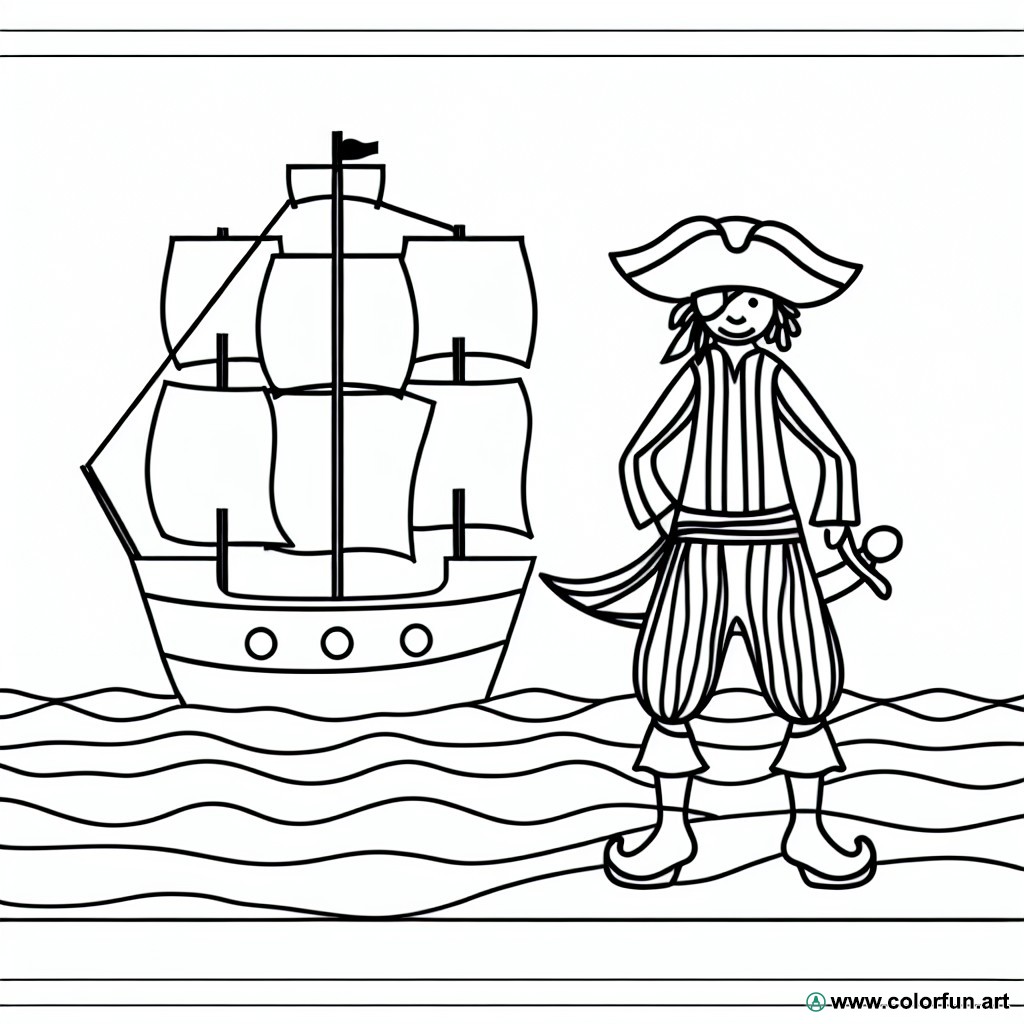 dibujo para colorear barco pirata