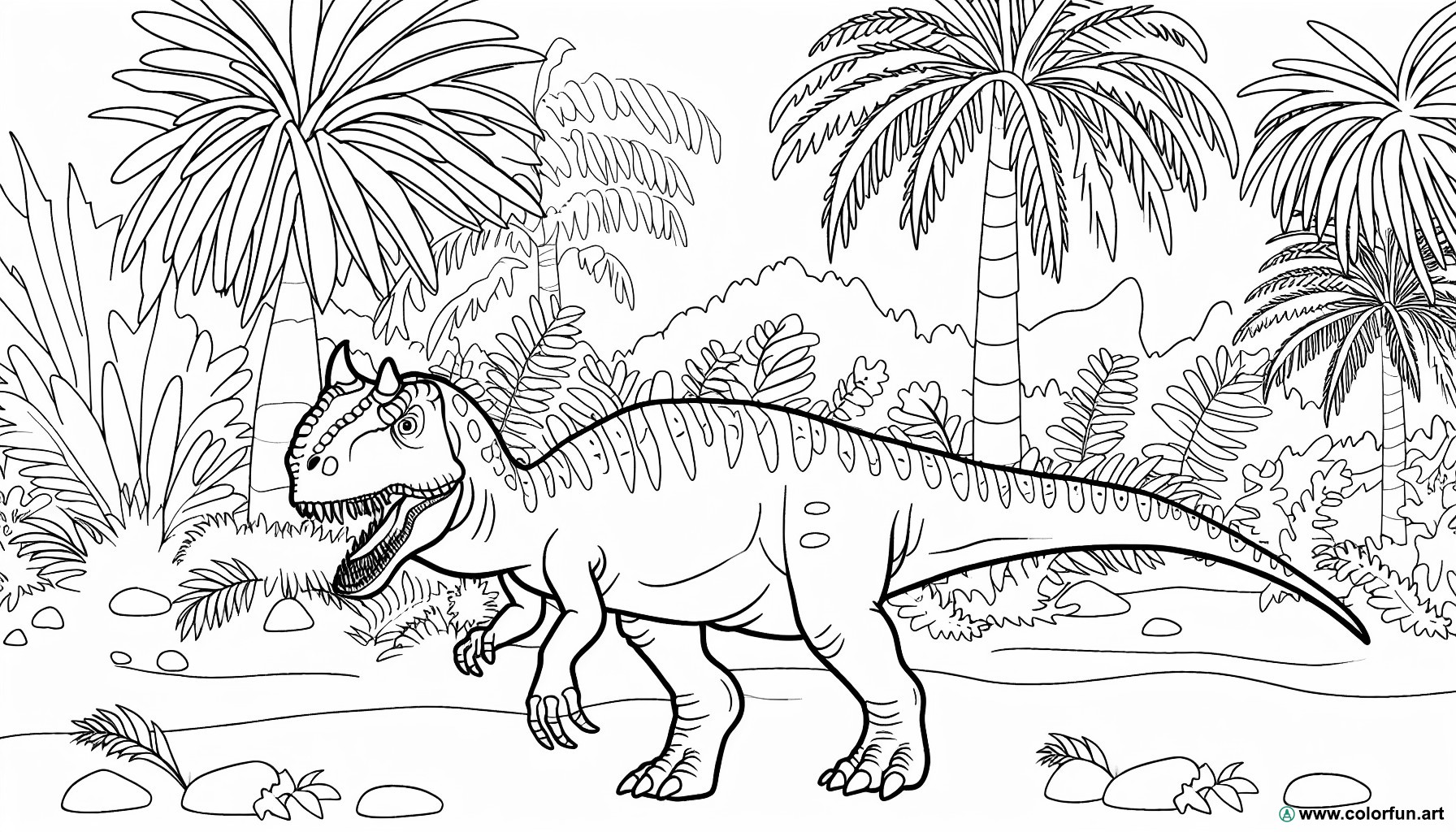 dibujo para colorear prehistoria carnotaurus