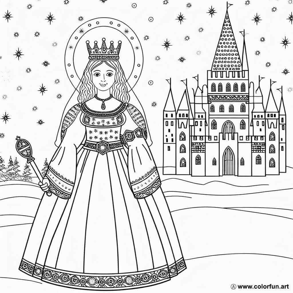 dibujo para colorear reina medieval