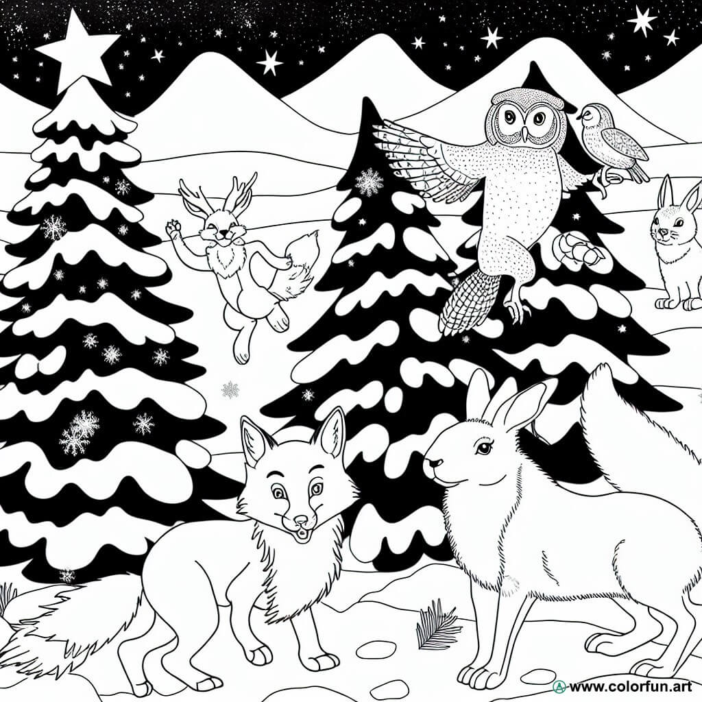 dibujo para colorear invierno animales