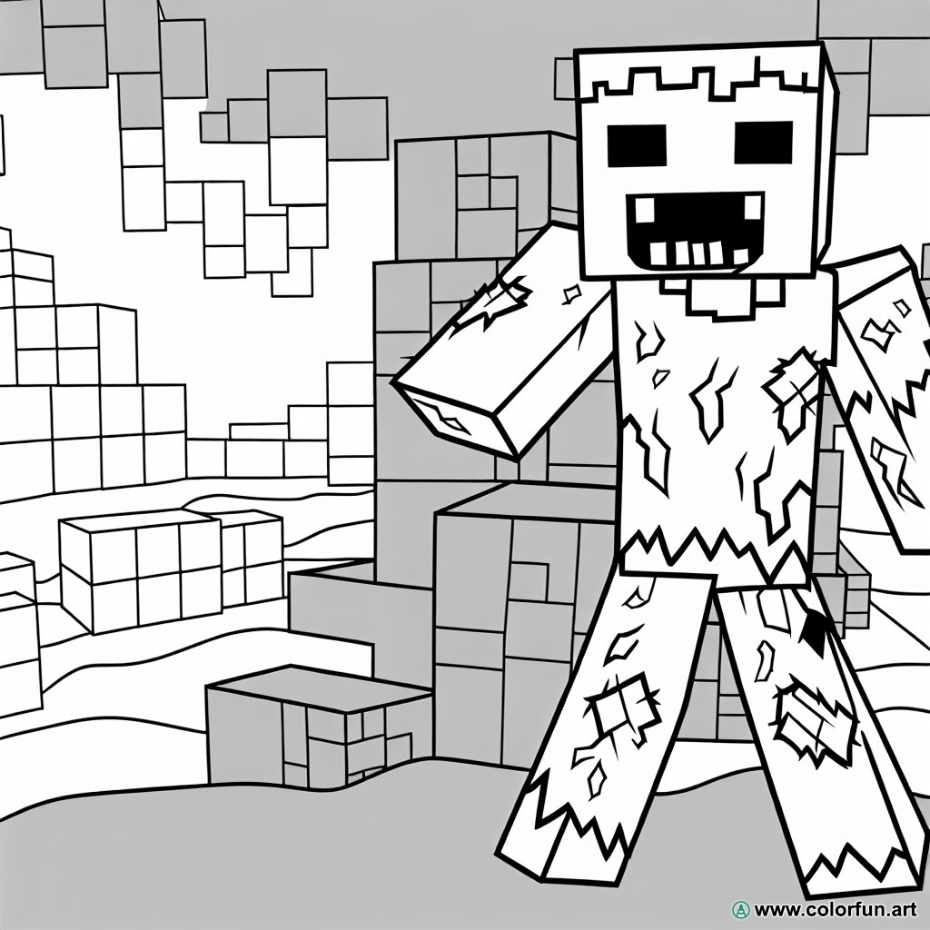 dibujo para colorear de Minecraft zombie