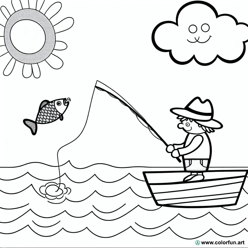 dibujo para colorear pesca
