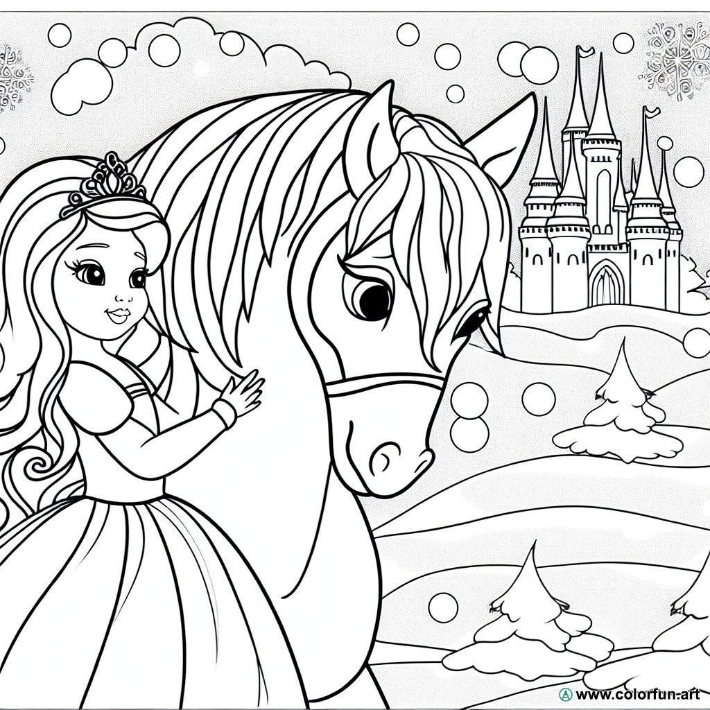 dibujo para colorear reina de hielo 2 caballo