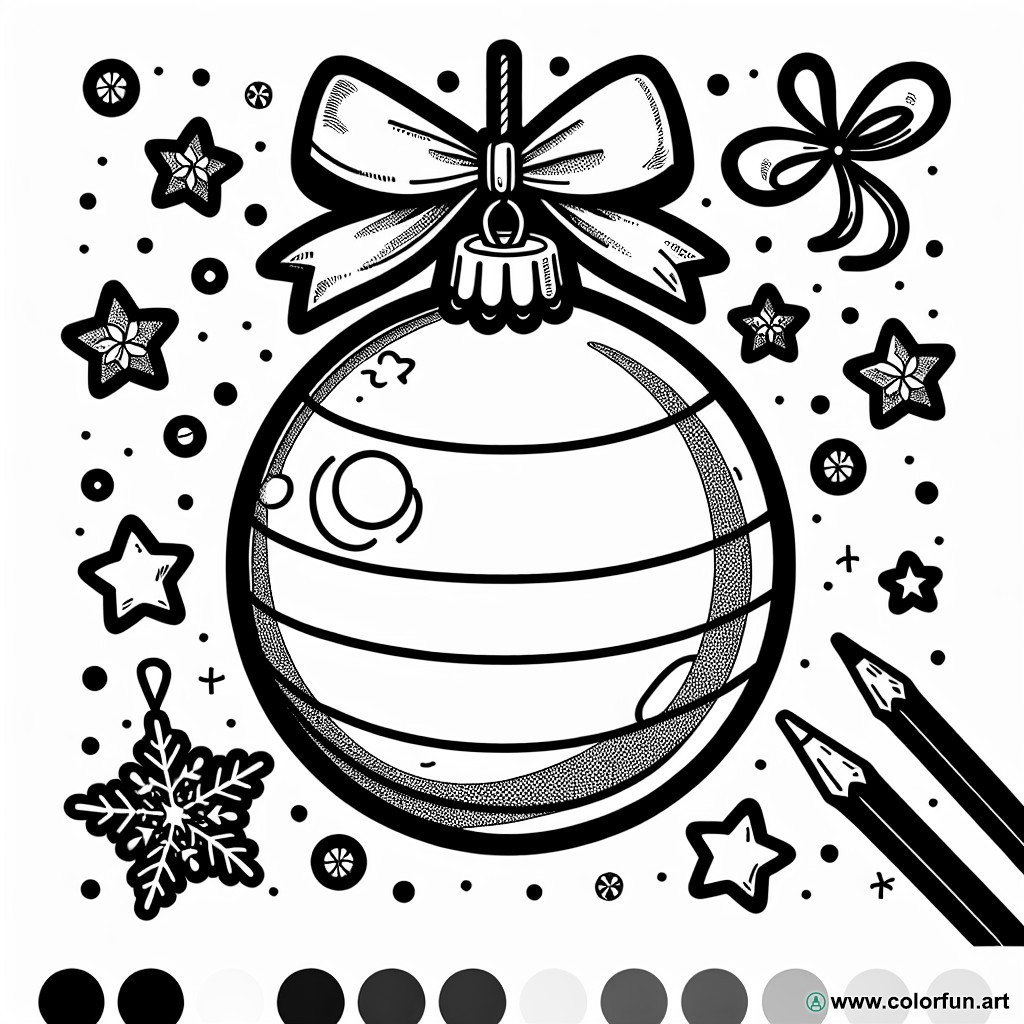 dibujo para colorear bola de Navidad simple