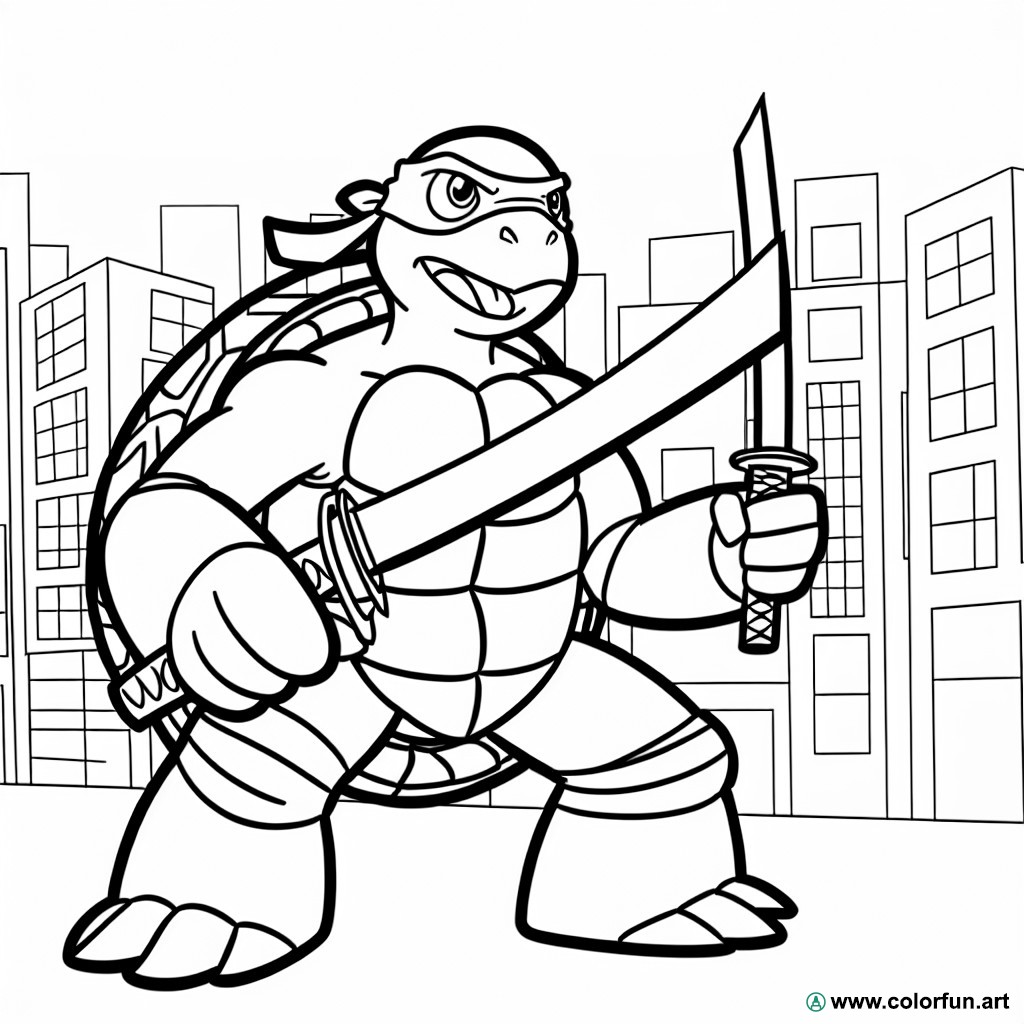 dibujo para colorear tortuga ninja leonardo