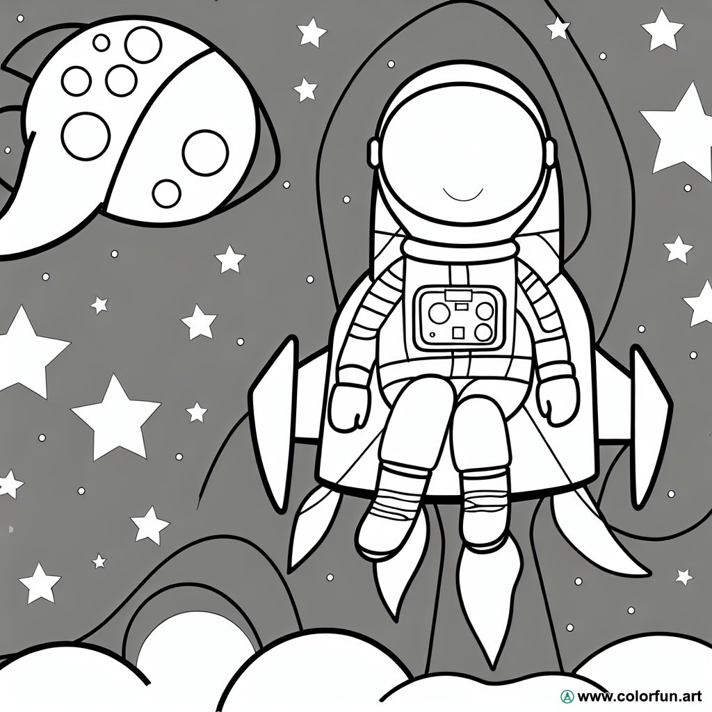 dibujo para colorear astronauta cohete