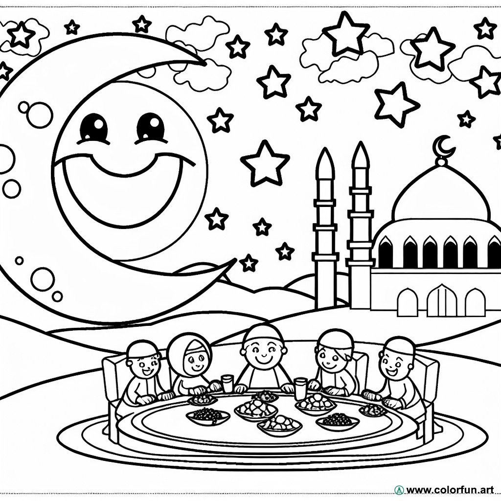 dibujo para colorear ramadán mubarak