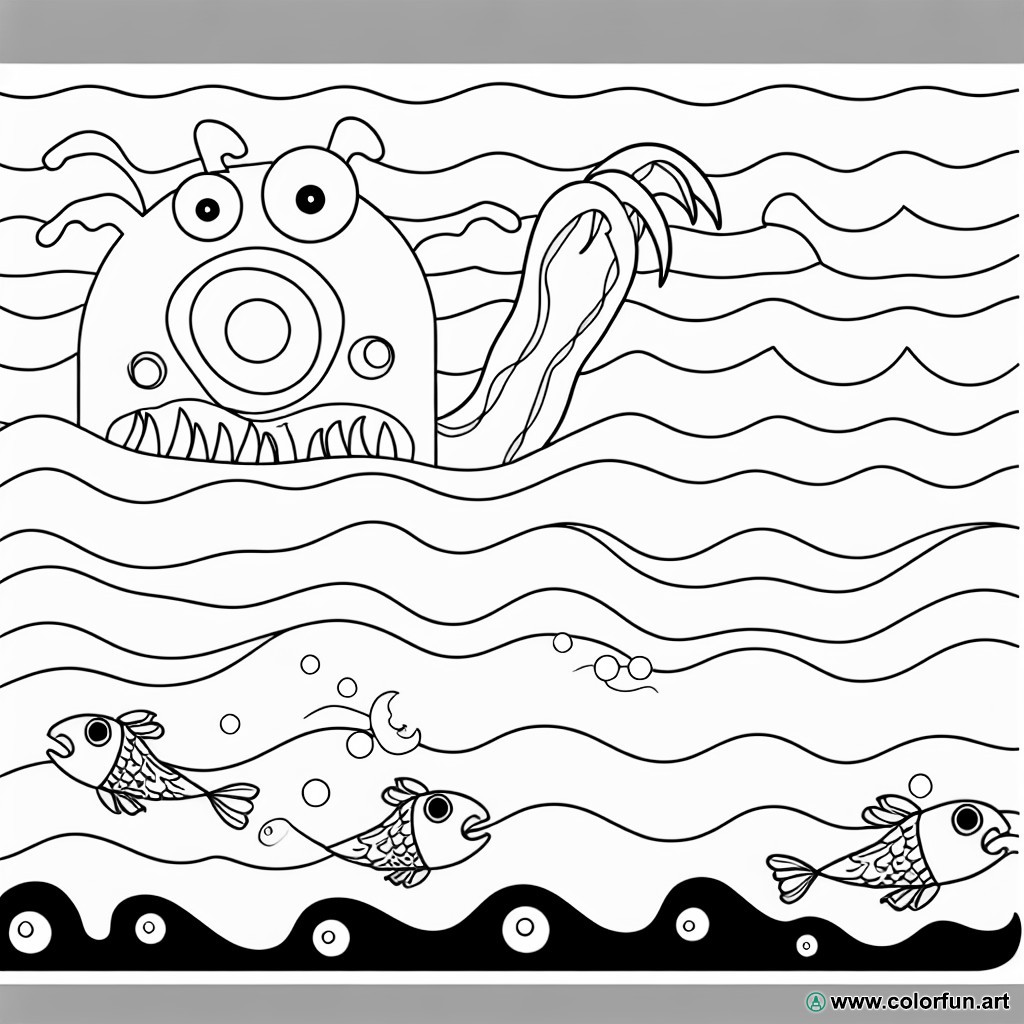 dibujo para colorear monstruo marino