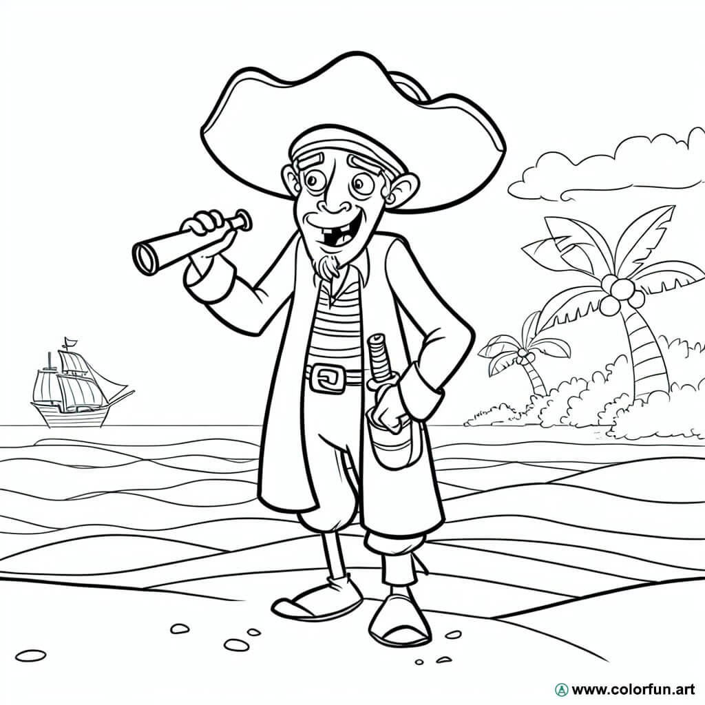 dibujo para colorear pirata tesoro