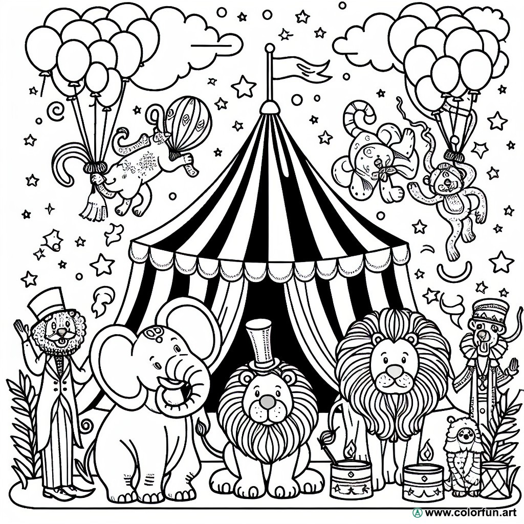 dibujo para colorear circo preescolar