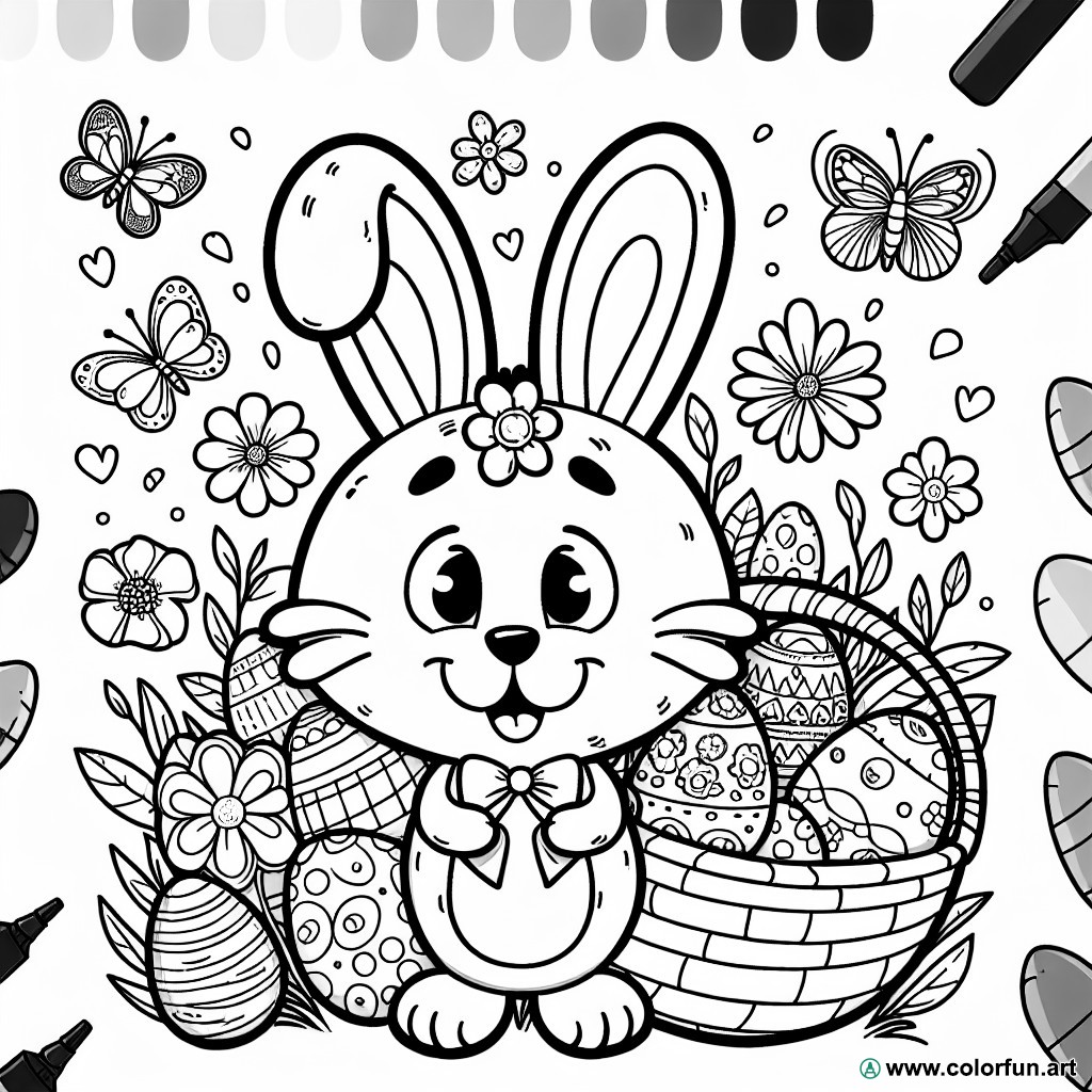 dibujo para colorear conejo de Pascua gracioso